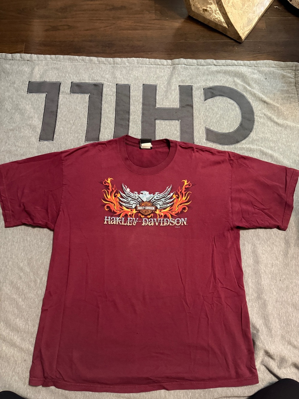 Harley-Davidson Burgundy Short Sleeve Flame Graphic Tee